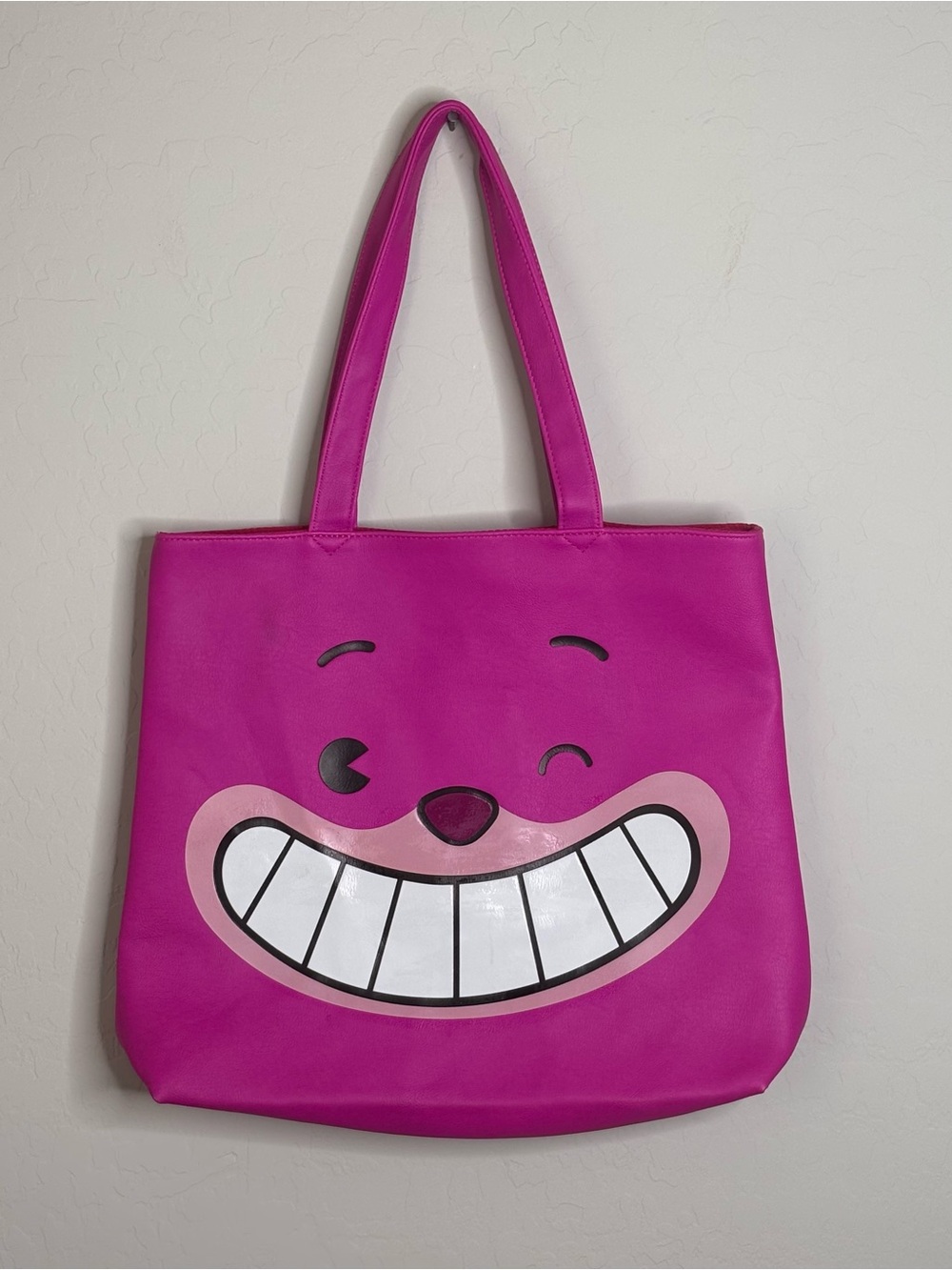 Disney Store Cheshire Cat Tote Bag Pink Alice in Wonderland Large